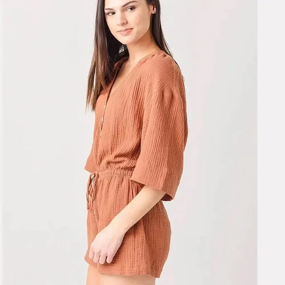 NWT REVOLVE Z Supply Zephyr Romper Brown M - Picture 3 of 8